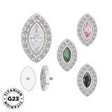 Conseils d'anneau en titane sertis en chaton marquise