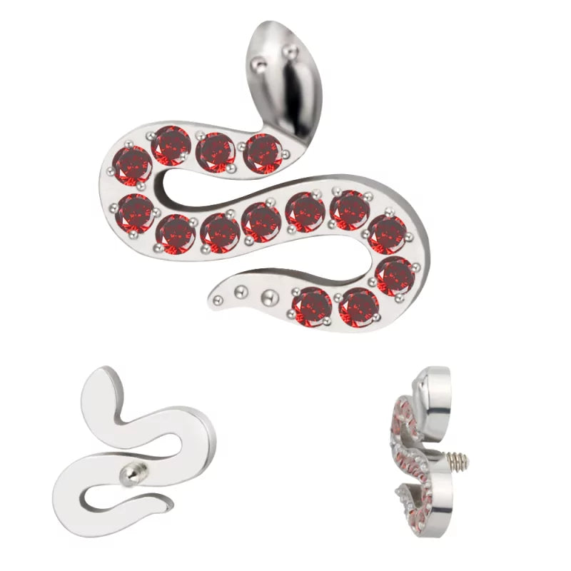 Embouts d'anneau en titane serpent pavé