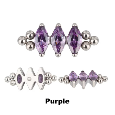 Bague en titane avec triple perle et sertissage