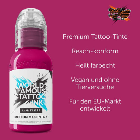 Encre de tatouage Medium Magenta 1 illimitée et mondialement célèbre (30 ml)