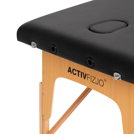 WOODEN FOLDING MASSAGE TABLE COMFORT ACTIV FIZJO LUX 2-SECTIONS 190X70 BLACK - BVShop